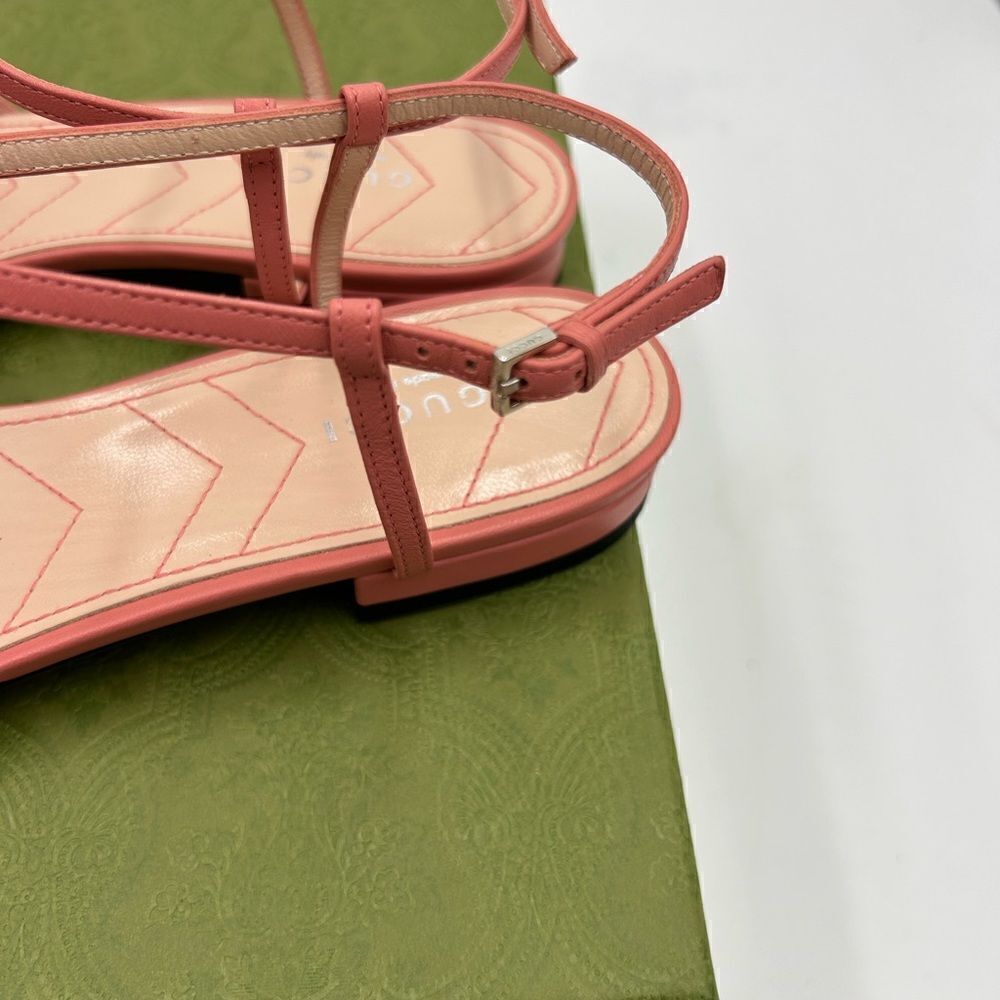Women’s Gucci,T strap GG pink, leather ballet, flat size 39.5 made in Italy - Picture 9 of 11